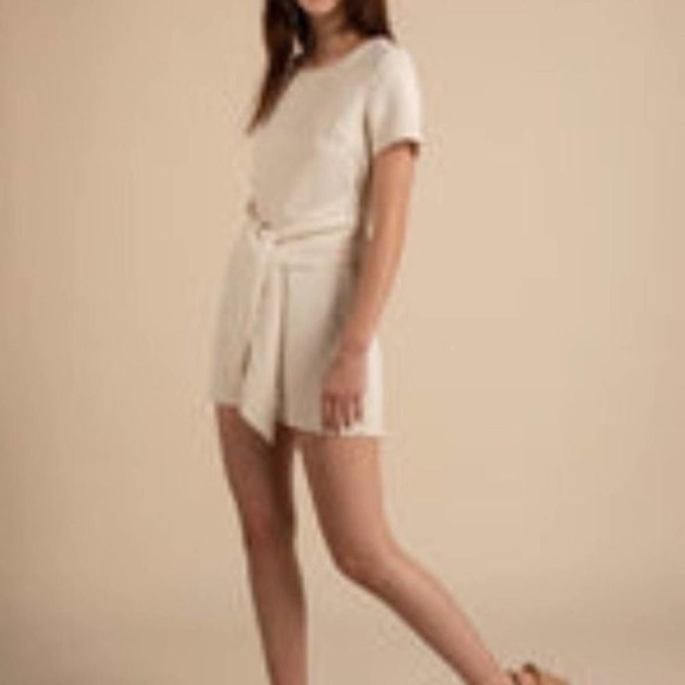 all:Row Tan Short Sleeve Belted Romper Size small
